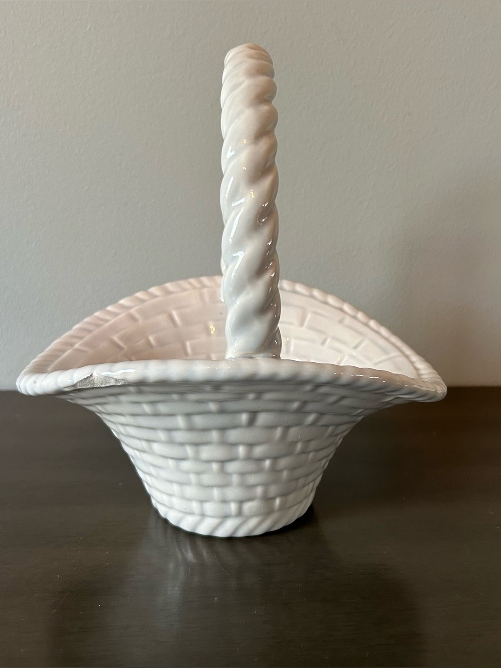 Vintage White Ceramic Basket